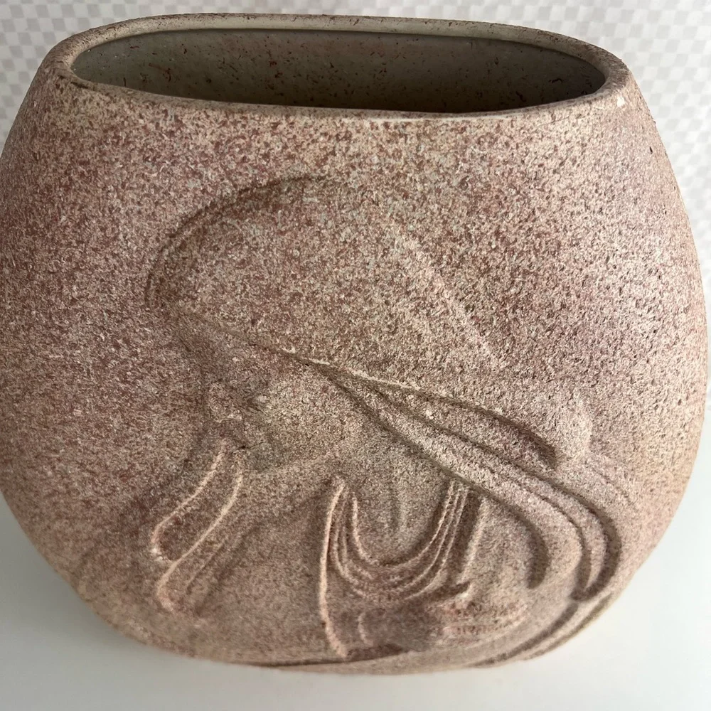 South‎ West NAVAJO INDIAN SAND ART VASE. 3D Art Native Women. 23”X12
